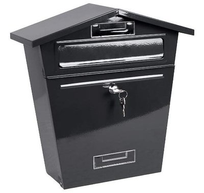15168c 日本製 304不鏽鋼 歐式歐風 黑色 房子信箱 別墅信箱壁掛式信箱牆壁上信箱郵筒信件收納盒禮品