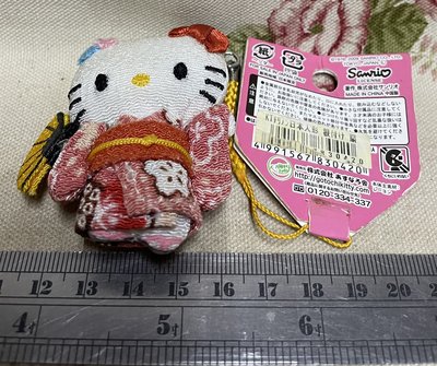 龍廬-自藏出清~日式和風拼布吊飾- 凱蒂貓Hello Kitty日本和服造型玩偶根付扇子布偶吊飾/只有一個