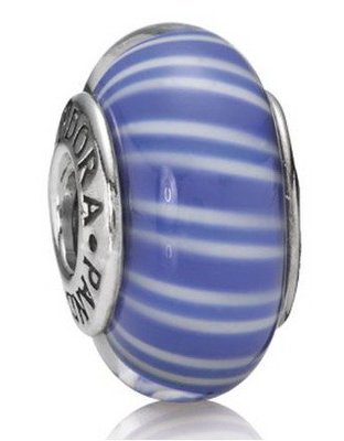 Pandora 925銀 絕版停產 藍色條紋糖果 琉璃 790683現貨