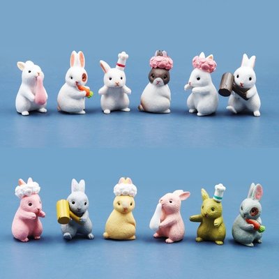 LANCE OMEins小擺件 飾品 居家裝飾 可愛小兔子仿真迷你小動物塑膠模型玩偶卡通微景觀擺件過