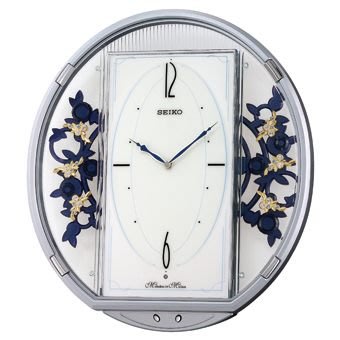 【神梭鐘錶】SEIKO CLOCK 古典花卉音樂透明銀橢圓高級掛鐘 型號 : QXM158S 原裝公司貨