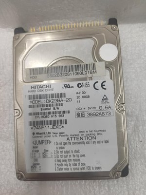 【電腦零件補給站】Hitachi DK23BA-20 20GB 4200 RPM IDE 2.5吋硬碟