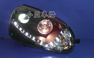 小亞車燈╠ 全新高品質超亮vw golf 5代 golf 05 06 07 08 年 黑框 r8 燈眉 led 大燈