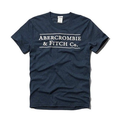 Maple麋鹿小舖 Abercrombie&Fitch ＊AF 藍色電繡字母短T＊ ( 現貨M號 )
