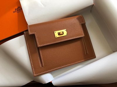 ［現貨/預購］Hermes Kelly Compact Wallet Epsom 焦糖金棕金釦 短夾 卡夾 名片夾 男女適用