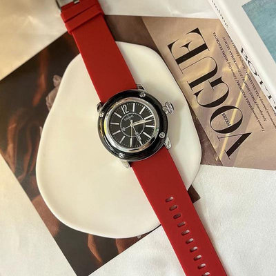 熱銷 GUOU新款韓式時尚大錶盤夜光手錶腕錶女士學生硅膠帶日歷陶瓷圈女錶162 WG047