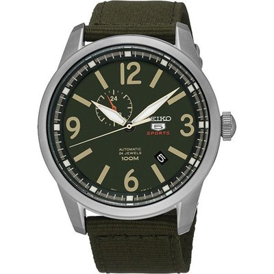 SEIKO 精工5號盾牌24石紳士風機械腕錶-軍綠/42mm 4R37-01D0G(SSA299J1)