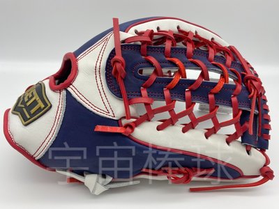 ※宇宙棒球※ZETT 特殊訂製版 13吋 棒壘球手套 皇冠型刀模 深藍/白/紅色皮革線 BPGT-39SP3238