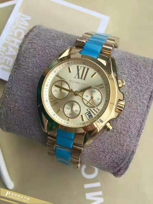 雅格時尚精品代購Michael Kors MK手錶 歐美時尚錶盤 金色鋼鏈圓盤日曆 中性手錶女錶男錶 MK5908美國正品