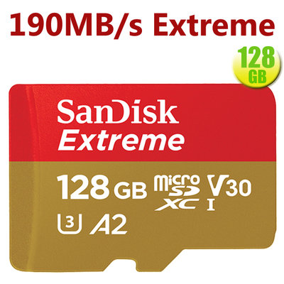 SanDisk 128GB 128G microSDXC Extreme【190MB/s】microSD U3 記憶卡
