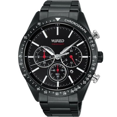 2016新品WIRED黑武士潮流三眼計時腕錶(黑x銀-45mm) VD53-KE30SD/AY8005X1