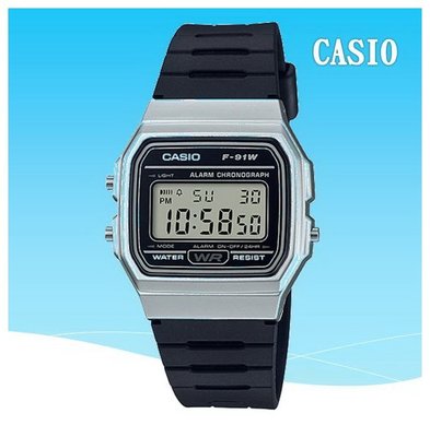 經緯度鐘錶 CASIO手錶 輕便造型電子錶 當兵 學生 百搭風格 台灣卡西歐公司貨【↘430】F-91WM-黑銀