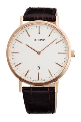 [時間達人]可議ORIENT 東方錶 SLIM系列 極簡風格石英錶 皮帶款 玫瑰金 FGW05002W
