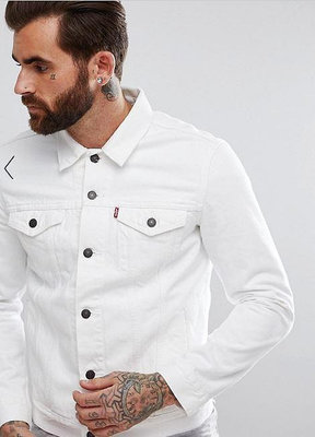 【XS-3XL號優惠】美國LEVIS TRUCKER JACKET Type3 素面白色 經典修身版 牛仔外套 單寧夾克