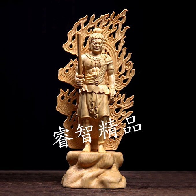 【低価大特価】【琴》送料無料 仏教美術 時代 木彫不動明王像 KE830 仏像