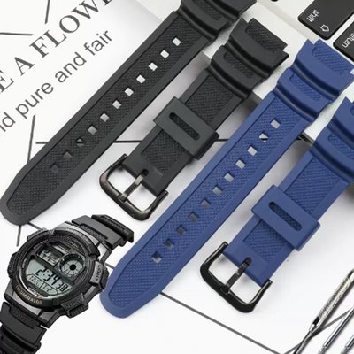 Yifilm 卡西歐 AE-1500 AE-1500wh AE-1500WHX 樹脂矽膠手錶手鍊耐用錶帶配件的橡膠錶帶