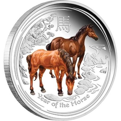 [現貨]澳洲 紀念幣 2014 1/2oz 彩馬(Coloured Horse) 銀幣 原廠原盒