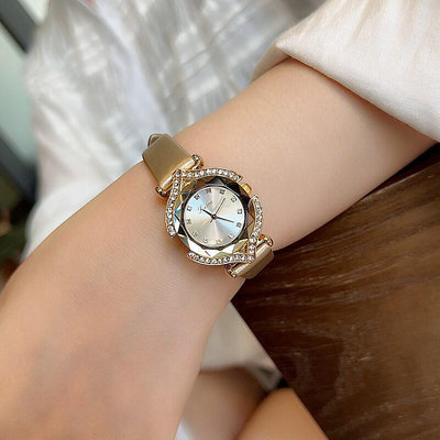 詩高迪時尚氣質女士手錶鑲鑽個性手錶女皮錶帶女表菱形玻璃