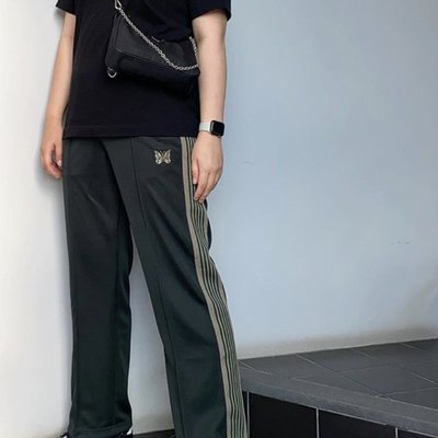 訂製款】2021AW Needles Track Pants Narrow 運動長褲蝴蝶墨綠色L 僅