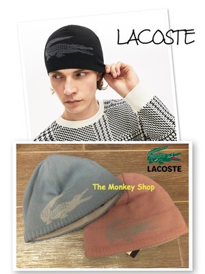 【 The Monkey Shop 】 全新正品 LACOSTE  水藍 粉色 經典款毛帽 帽子
