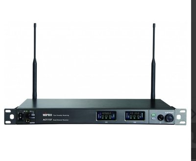 嘉強UHF新寬頻1U雙頻道接收機ACT-727純自動選訊雙頻式接收224選頻MIPRO無線麥克風