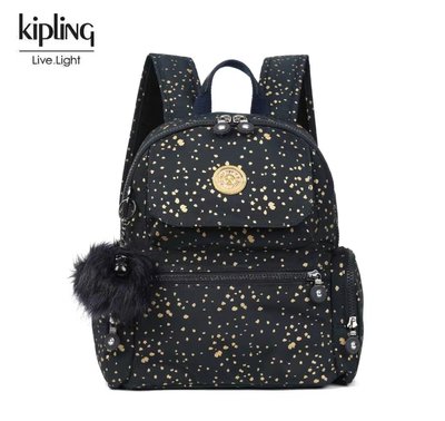 鑫森凱莉代購 Kipling 猴子包 K4047 K14190 深藍燙金 輕量 後背包 兩側拉鍊袋 防潑水 預購