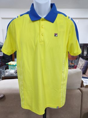 (全新吊牌未拆)Fila機能款HiCool黃色短袖polo衫(165A約等同S)(B628)