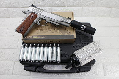 [01] KWC M1911 CO2槍 TAC 刺客版 + CO2小鋼瓶 + 奶瓶 + 槍盒( COLT 1911 45