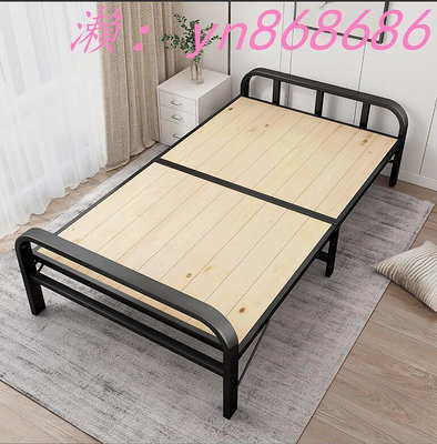 現貨：鐵架折疊床 1.2米家用簡易單人雙人床 折疊床實木床板雙人午睡陪護床鐵買它 買它