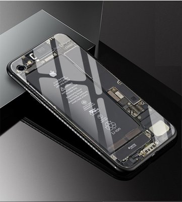 《HelloMiss》Iphone 玻璃 手機殼 背蓋 6 6s 7 8 X plus 保護殼 電池 機身 圖案 裸機