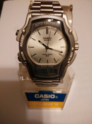 全新CASIO手錶(美運公司)AW-24D【雙顯50米防水不銹鋼錶帶多功能運動錶】破盤價