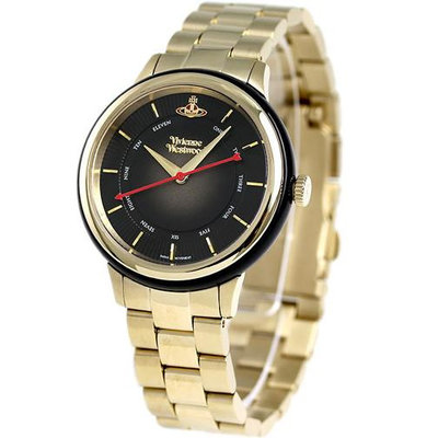 Vivienne Westwood 手錶 36mm 黑色錶面 鍍金錶帶 男錶 女錶 上班族 生日 禮物 VV158BKGD