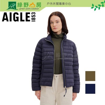 《綠野山房》AIGLE 法國 女款 防潑輕量羽絨外套 深藍色 淡棕 AG-2A212