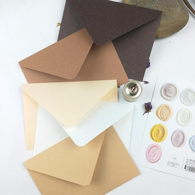 6件裝 簡約 純色信封 帶封口貼紙 經典西式 彩色信箋 套裝