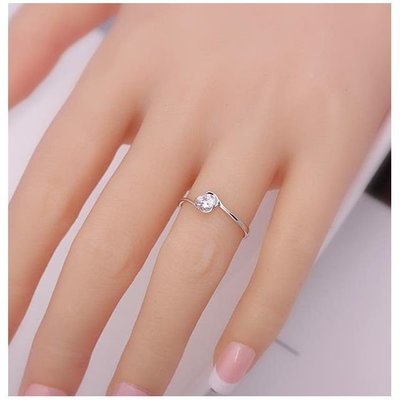 S925鉆戒指女水晶鋯戒指環婚戒送女友禮物食指中指不掉色~特價