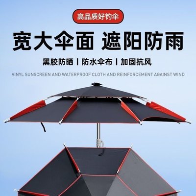 【熱賣精選】釣魚傘加厚大釣傘2.4米雙層加固萬向防曬透氣防雨抗風折疊遮陽傘