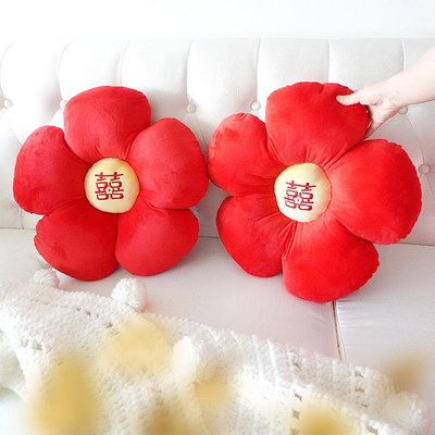 88PD批發小紅花抱枕結婚客廳沙發靠墊臥室房間裝飾靠枕用品