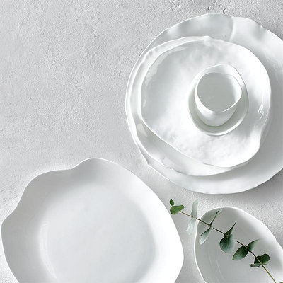 比利時Serax設計師款白色陶瓷西餐盤荷葉盤 異形骨瓷餐具擺盤盤子