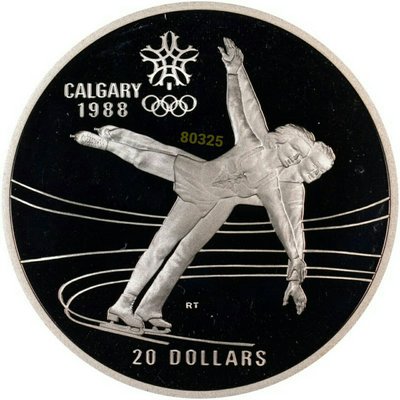 售1990元重約34公克~1988加拿大溜冰銀幣，奧運銀幣，加拿大銀幣，限量銀幣，銀幣，紀念幣，錢幣，幣~加拿大奧運銀幣