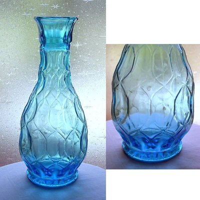 老玻璃花瓶花器玻璃水瓶透明藍玻璃瓶玻璃工藝品玻璃藝術品凹穴【心生活美學】