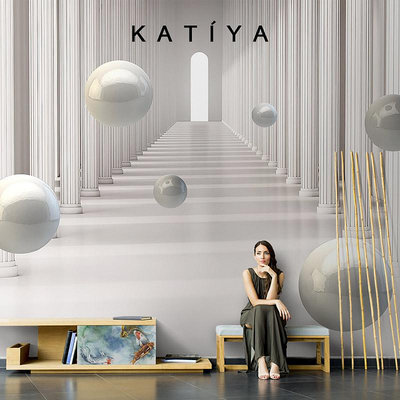 Katiya立體墻布視覺空間裝飾壁紙電視背景墻定制壁畫延伸客廳畫