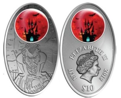 斐濟 紀念幣 2012 彩色玻璃銀幣系列之三-吸血鬼銀幣 原廠