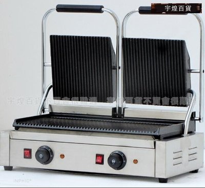 宇煌百貨-電熱壓板扒爐 牛排爐三明治機 營業用 帕尼尼機設備_S2854C