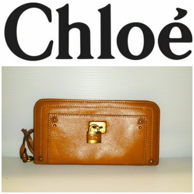 真品 法國CHLOE 鎖頭包 皮夾 信用卡ㄇ型長夾728 一元起標名牌精品包(大)皮包