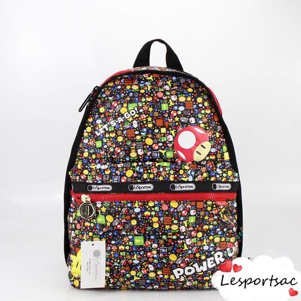 Lesportsac x Nintendo 瑪麗歐任天堂雙肩後背包降落傘防水包瑪利歐