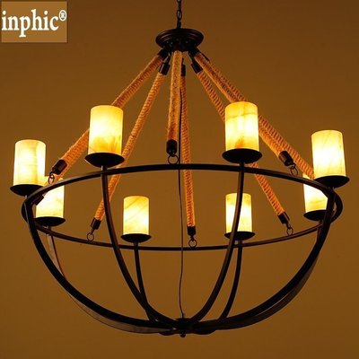 INPHIC-美式鄉村雲石吊燈復古歐式雲石蠟燭燈客廳餐廳吧臺酒店服裝店燈 8頭