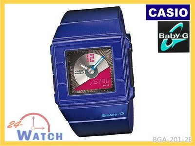 BGA-201-2E藍BGA-201《台灣CASIO公司貨》卡西歐Baby-G 錶面碟片設計LED雙顯錶24-Watch