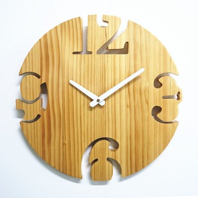 時鐘熱薦北歐臥室簡約實木頭鐘松木質掛鐘單面圓形數字時鐘
