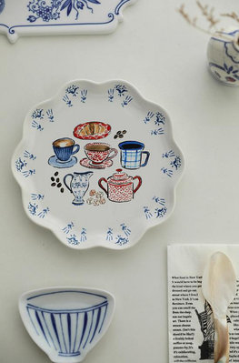 英式可愛陶瓷下午茶點心盤 蛋糕盤 盤子 下午茶點心盤 白色 餐具【小雜貨】