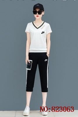 【熱賣精選】 Nike耐克 運動套裝女夏季2020新款女裝韓版寬松短袖七分褲大碼運動服兩件套高品質